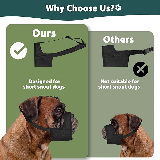 Mayerzon Pitbull Muzzle, Soft Dog Muzzle with Anti-Slip Strap for American Bully Bulldog Boxers Rottweilers, Fabric Mouth Guard for Medium Large Short Snout Dog Anti Biting Chewing, Allow to Drink