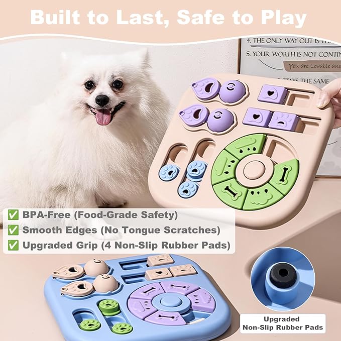Dog Puzzle Toys for Smart Dogs, Cognitive Dog Toys & Interactive Enrichment Puzzle Feeder, Squeaky Treat Dispenser for Mental Stimulation & IQ Training to Keep Them Busy, for Small Medium Dogs