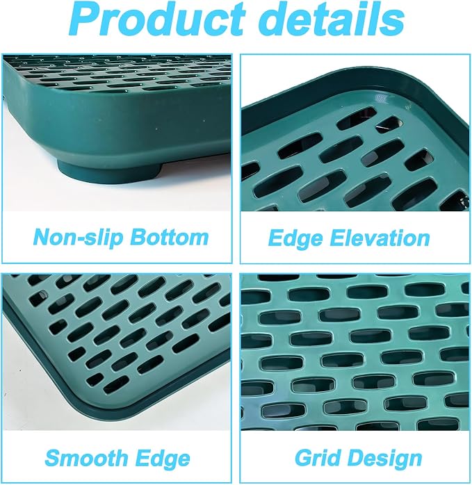 kathson Rabbit Litter Box for Cage Corner with Grid Holes,Bunny Potty Trainer Tray Guinea Pig Litter Pan, Small Animal Toilet for Ferret Chinchilla Hedgehog