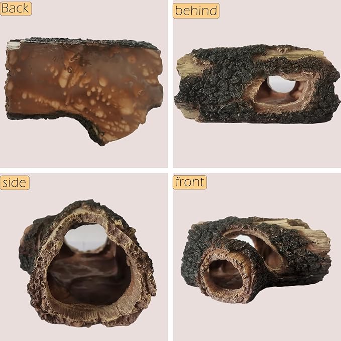 IBWell Aquarium Wood Fish Tank Decorations，Resin Fake Logs Terrarium DÉCor, Reptile Hide Aquarium Hideout for Fish Cave, Small Turtles, to 20 Gallon Tank