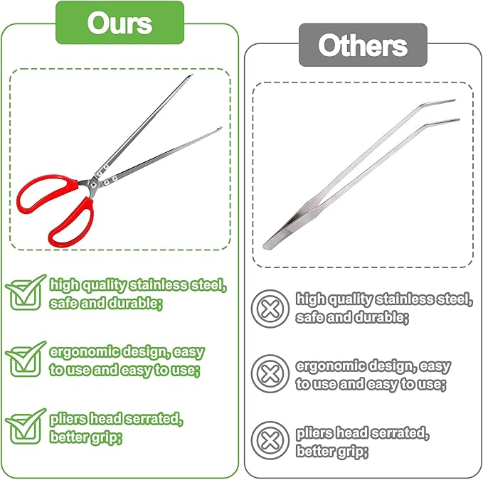 Vodolo Snake Feeding Tongs,2PCS 15 Inch Reptile Feeding Tongs,Extra Long Large Tweezers for Corn Ball Python Accessories,Bearded Dragon Reptile Gecko Tank Accessories Terrarium Supplies