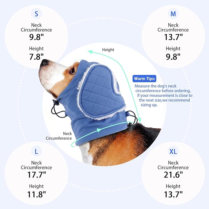 MIGOHI Soft Dog Ear Muffs Noise Protection,Ear Covers for Dogs,Dog No Flap Ear Wrap for Hematoma,Calming Hoodie Quiet Ears Head Warps for Medium Large Dogs Grooming,Bathing,Thunder,Firework,L,Blue