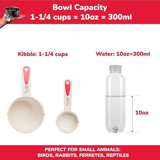 SPOT Coop Cup Bolt Clamp - Stainless Steel Hanging Bowl for Crates, Removable, Chew-Proof Pet Feeding Dish, Ideal for Birds, Parrots, Rabbits, Ferrets, Reptiles, 1.25 Cups (10 Oz)