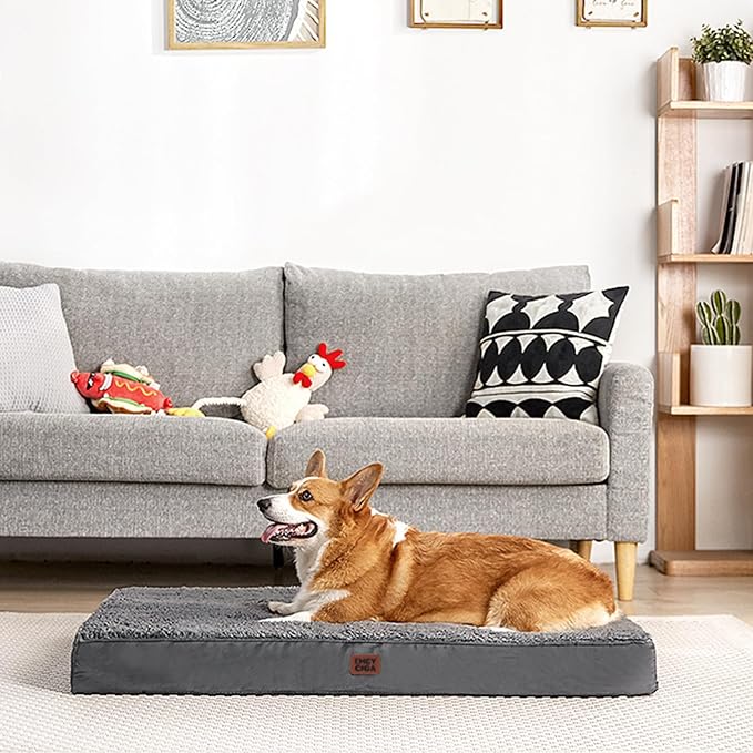 EHEYCIGA Orthopedic Dog Beds for Dogs with Removable Washable Cover for Crate,Grey, 36x27x3.5