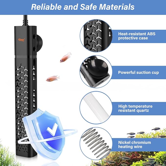 hygger 200w Aquarium Heater, Submersible Fish Tank Heater with Intelligent Temperature Control and Leaving Water Automatically Stop Heating System, for 20-40 Gallon Tanks