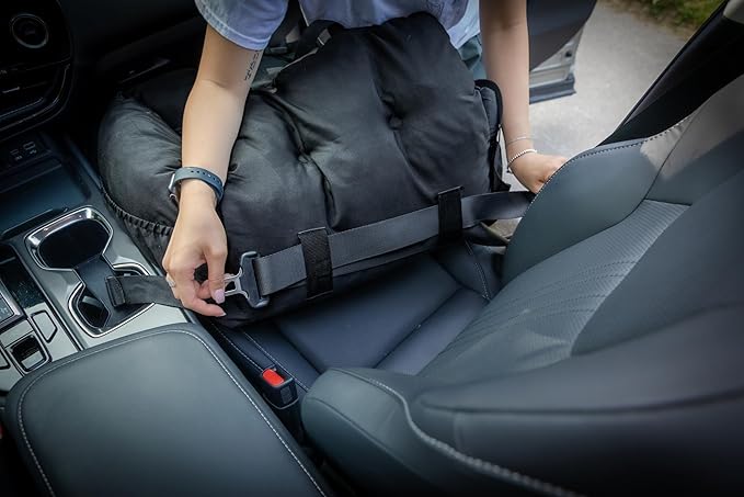JACKO & CO Premium Dog Car Seat – Safe & Cozy Travel Bed Carrier for Small Dogs, Puppies, Pets, Clip-On Leash, Storage Pockets, Water-Resistant, Machine Wash (Black, Removable - Small (1-25lbs))