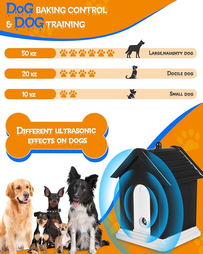 Anti Bark Device for Dogs, 3-Speed Adjustable, Suitable for Most Dogs from 6 Months to 8 Years Old, Waterproof and Durable for Outdoor Use