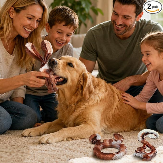 Indestructible Dog Toys for Aggressive Chewers, Tough and Durable Chew Toys for Large Medium Dogs, Interactive Dog Chew Toys to Keep Them Busy (F Squirrel+Crab)