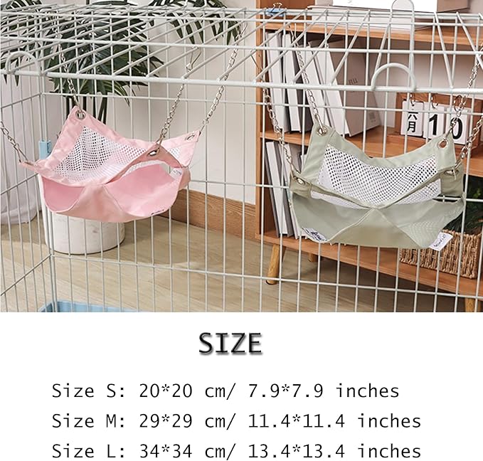 SEIS Waterproof 2 Layers Sugar Glider Mesh Hammock Summer Hamster Sleeping Nest Small Animal Hanging Bed for Guinea Pig House Bedding Squirrel Rat (Green, 11.4"x11.4")