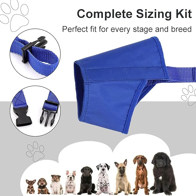 Dog Muzzles Suit, 7 PCS Adjustable Breathable Safety Small Medium Large Extra Dog Muzzles for Anti-Biting Anti-Barking Anti-Chewing Safety Protection (Blue)