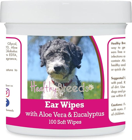 Healthy Breeds Aussiedoodle Ear Cleaning Wipes with Aloe & Eucalyptus for Dogs 100 Count