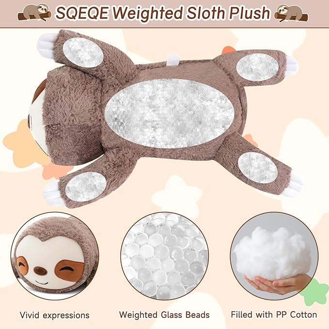 SQEQE Weighted Stuffed Animals Sloth Plushies, Weighted Sloth Plush, Soft Pillow Toy for Kids Adults, Valentines & Valentines Gift 23.6 Inch 3.8 Lbs