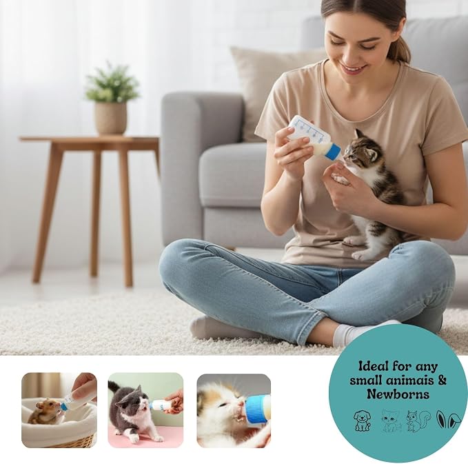 1pcs 60ml Pet Bottle with 4pcs Replacement Nipples and 1pcs Nipple Brush Can Be Used for Water Feeding Pet Feeding Tools.