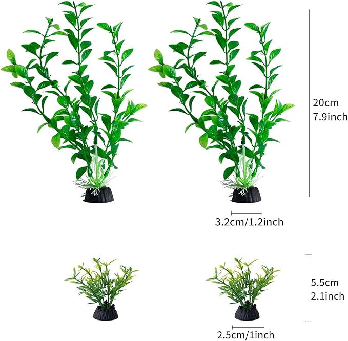 COMSUN 25 Pack Artificial Aquarium Plants, Small Size 4 inch Approximate Height Fish Tank Decorations Home Décor Plastic Red