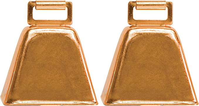 Weaver Livestock Copper-Plated Small Cow Bell, Robust Herd Tracking Loud Bell, Lightweight Goat Bells for Cow, Goat, and Sheep, 1.75” x 2.25” x 2.5” (Pack of 2)