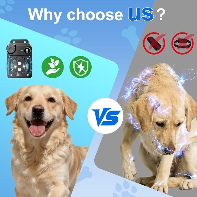 Anti Barking Device for Dogs, Dog Bark Deterrent Devices, 3 Modes Ultrasonic Bark Box Stop Neighbors Dog Barks, Bark Deterrent Device Long Range 50 Ft, Behavior Corrector for Indoor & Outdoor Use