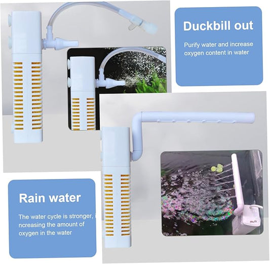 Aquarium Filter USB Charging Aquarium pumpss 3-in-1 Quiet Aquarium Filter pumps with Washable Filter Sponge Fish Tank Filter for Filtration, Oxygenation, Circulation, Fish Tank Filters