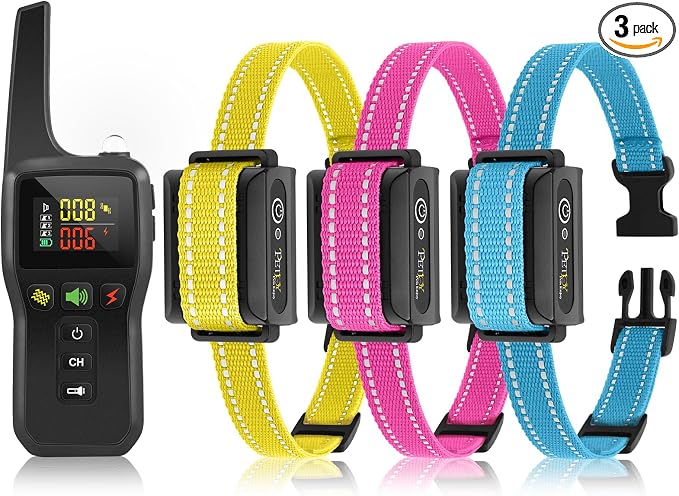 PetJoy Bark and Shock Collar Combo, Dog Bark Collar for Large Dogs, Auto Bark Collar with Remote (3 Dogs) - 3300 Ft Range, Remote and Automatic Modes 2 in 1