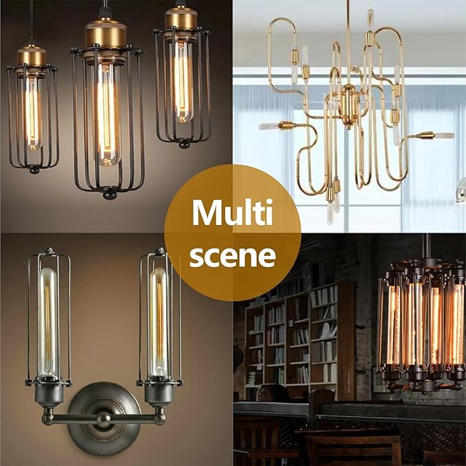 25 Watt T10 Clear Tubular Incandescent Light Bulb, T10 Bulbs,Vintage Style Showcase Bulbs,Showcase lamp,Dimmable for Desk Lamp,Curio Cabinet,Aquarium,Chandeliers,Aquarium Light Bulb(6PACK)