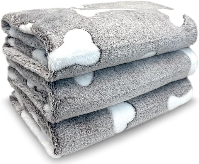 Dog Blankets for Medium Large Dogs, 3 Pack Dog Blanket Washable 23" x 16", Gifts Puppy Essentials, Fuzzy Soft Pet Mat Throw Cover for Kennel Crate Bed, Cat Blanket, Blankets for Dogs, Pet Blanket