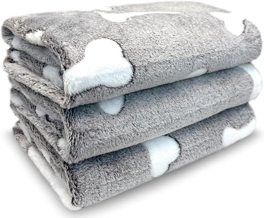 Dog Blankets for Medium Large Dogs, 3 Pack Dog Blanket Washable 23" x 16", Gifts Puppy Essentials, Fuzzy Soft Pet Mat Throw Cover for Kennel Crate Bed, Cat Blanket, Blankets for Dogs, Pet Blanket