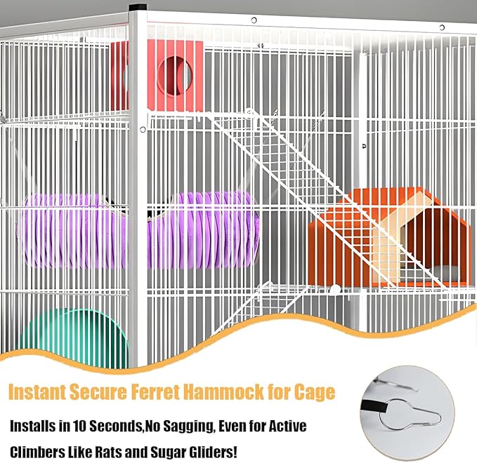 Ferret Rat Hammock Hamster Hanging Tunnels Tubes for Cage - Soft Guinea Pig Hideout Bed, Chinchilla Hammock for Small animals,GuineaPig,Ferret, Kitten,Squirrel,Chinchilla,Rat,Parrot (Tunnel-Purple)