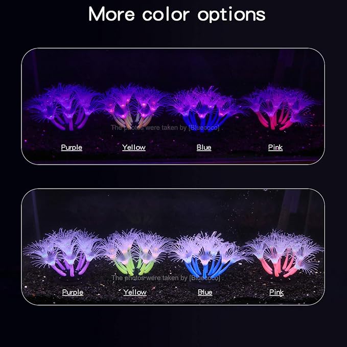 Artificial Flowers Soft Silica Gel Moves Naturally with Water Flow, Aquarium Decorations Glow in The Dark, Glowing Coral Ornaments for Fish Tank Decorations (Pink, Sunflower)