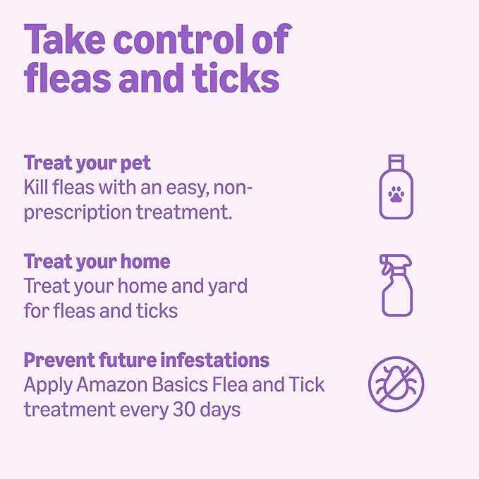 Amazon Basics Flea and Tick Topical Treatment and Prevention for Large Dogs (45-88 lbs), Fast Acting and Long Lasting, 3 Count, Packaging May Vary