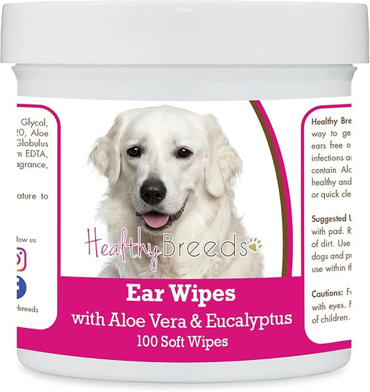 Healthy Breeds Kuvasz Ear Cleaning Wipes with Aloe & Eucalyptus for Dogs 100 Count