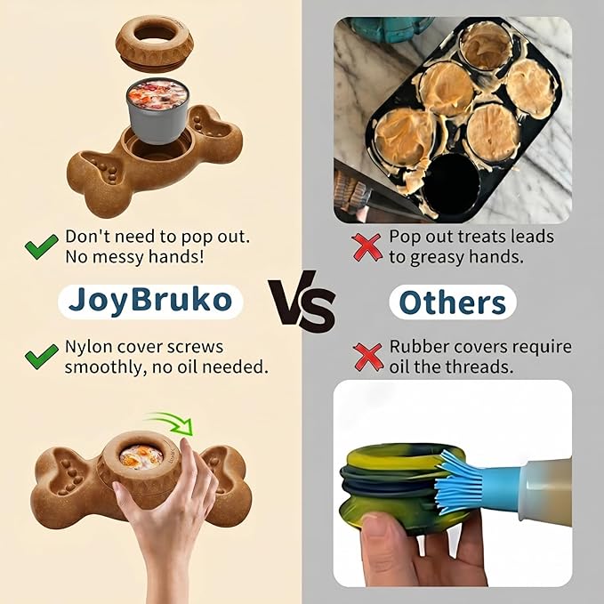 Enrichment Dog Treat Toys - Frozen Dog Treat Dispensing Chew Toy for Aggressive Chewers to Keep Them Busy, Ice Cream Holder Freeze Bone with Mold Cups, Fillable Cognitive Licking Toy, Brown