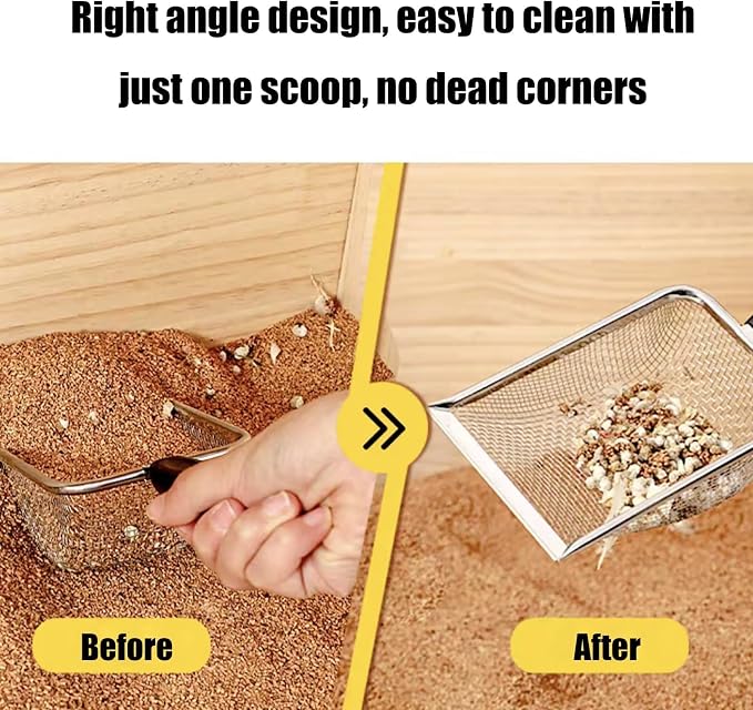 Chicken Poop Scooper for Coop, 2 Pack Chicken Coop Shovel | 0.15 Inch & 0.2 Inch Mesh, Metal Chicken Coop Rake and Scoop Tool, Sifting Shovel for All Litter Types, Anti-Slip