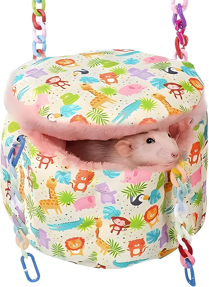 Rat Hanging Bed, Sugar Glider Cage Accessories, Guinea Pig Hammock Warm Sleeping Nest Bed, Small Animals Cage Hammock for Rat, Squirrel, Hamster, Parrot