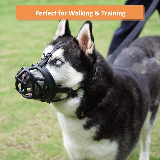BARKLESS Dog Muzzle, Basket Muzzle for Biting, Chewing and Scavenging, Humane Cage Mouth Cover, Perfect for Grooming and Training Small Aggressive Reactive Dogs (XS, Black)