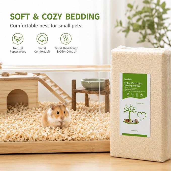 88oz Natural Aspen Wood Pet Bedding – Low Dust, Odor Control & Ultra Absorbent Shavings for Hamsters, Parrots, Guinea Pigs & Small Animals