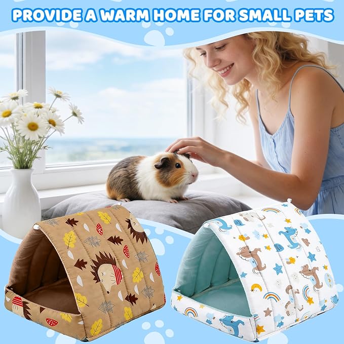 2 Pcs Guinea Pig Hideout, Guinea Pig Bed Tunnel Washable Small Animal House Cage Accessories for Mouse Chinchillas Hamsters Hedgehogs Ferrets Bearded Dragons and Rats Other Small Animals