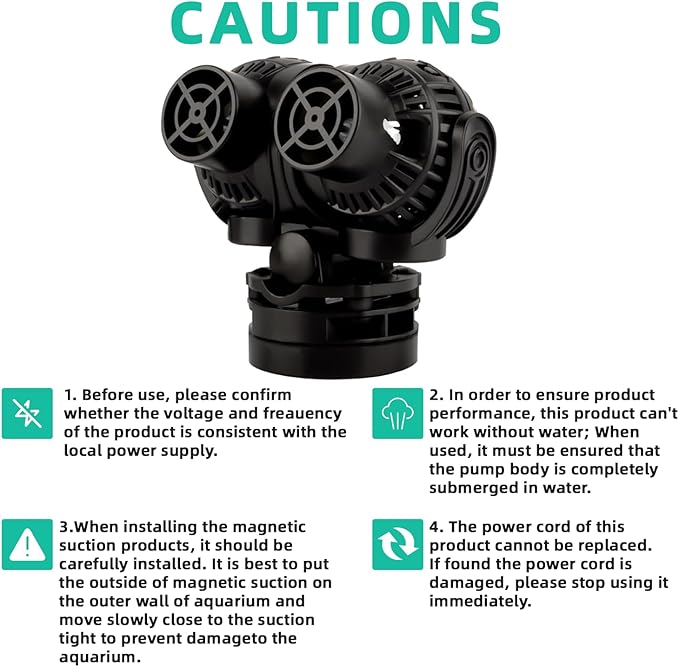 FREESEA Aquarium Circulation Pump Wave Maker Power Head with Magnetic Mount Suction for 20-75 Gallon Saltwater Freshwater Tank (1600 GPH, Black)