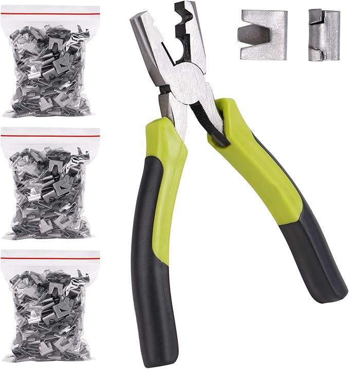 900Pcs Wire Cage Clips with Hog Ring Fencing Pliers Hog Wire Fence Clip Pliers for Bird Quail Rabbit Chicken Wire Cage (900pcs Clips)