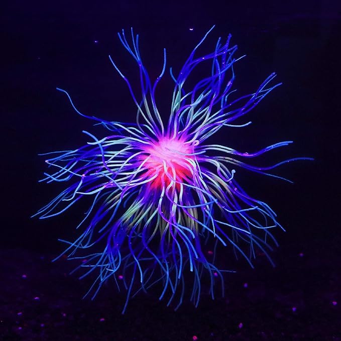 Soft Silica Gel Moves Naturally with Water Flow, Aquarium Decorations Glow in The Dark, Glowing Coral Ornaments for Fish Tank Decorations (Green, Fireworks)