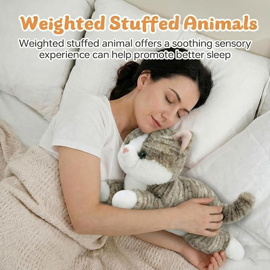 26.5 inch 5 Lbs Weighted Cat Stuffed Animals, Large Realistic Cat Weighted Stuffed Animal, Sensory Comfort Plush Throw Pillow, Soft Kawaii Kitty Plush Toy Gift for Adults Youth