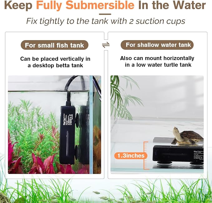 hygger Mini Fish Tank Submersible Heater 50W for 5-10 Gallons Small Betta Aquarium Heater with Digital Display Controller Adjustable Temperature