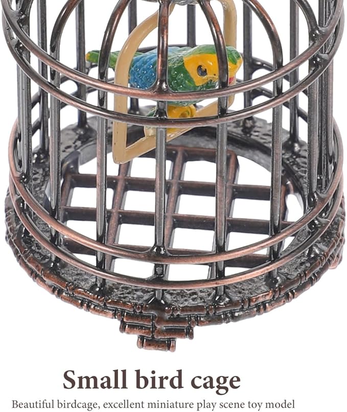 BESTonZON Mini Birdcage Ornament 1 12 Scale Small Dollhouse Bird Cage Tiny House Decoration for Miniature Gardens and Toy Accessories