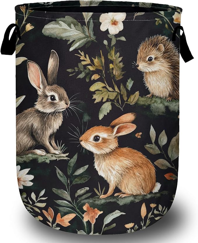 Cute Animal Laundry Basket, Laundry Hamper Collapsible Oxford Cloth with Handle Clothes Storage Bin for Bathroom Laundry Room Bedroom 15.7 X 20 Inch