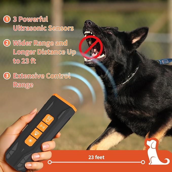 Dog Bark Deterrent Devices, Ultrasonic Dog Bark Deterrent, Ultrasonic Dual-Band, Correct Bad Behavior of Own or Neighbor's Dog, Dog Barking Silencer 23FT for Indoor Outdoor