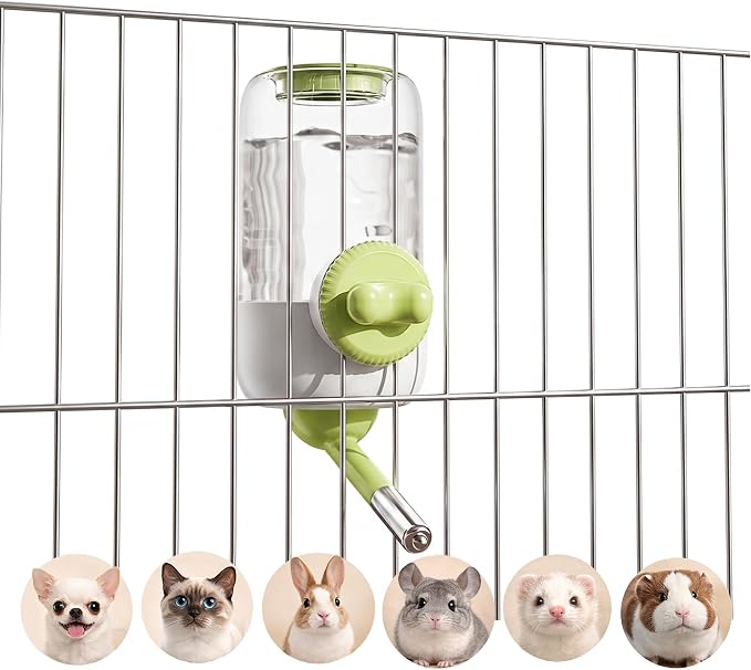 Automatic Hanging Pet Water Dispenser for Cage, 30oz No-Drip Ball Water Bottle for Rabbit, Guinea Pig, Ferret, Chinchilla, Hedgehog & Small Pets (Green)
