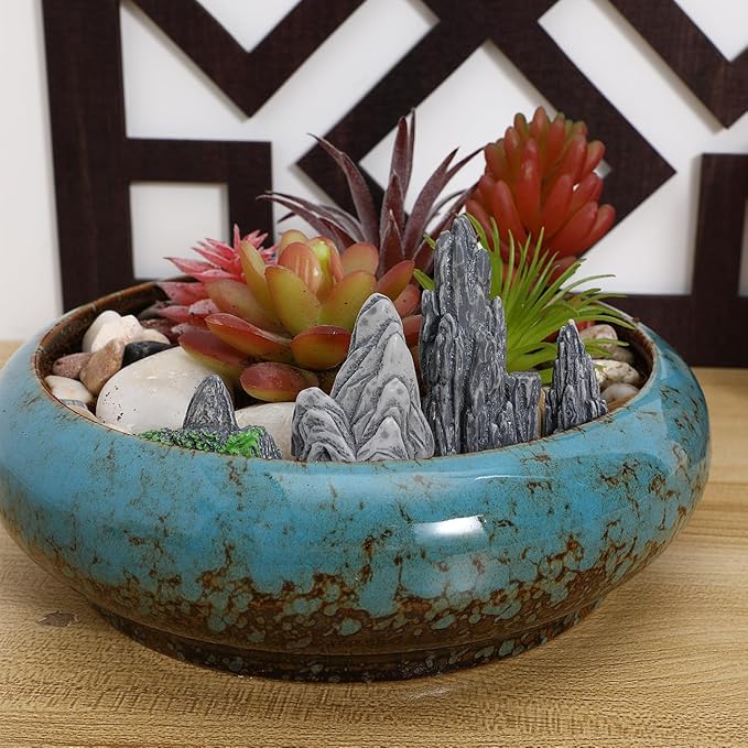 HANABASS 8 Pcs Miniature Rockery Decor Resin Statues for Aquarium and Zen Garden Micro Landscape Small Bonsai Ornaments for Fish Tank and Home Decoration