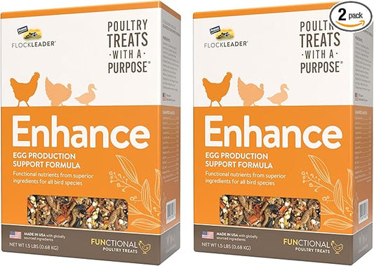 FLOCKLEADER Enhance, Functional Poultry Treats for Egg Production & Quality, 1.5 lb (Pack of 2)