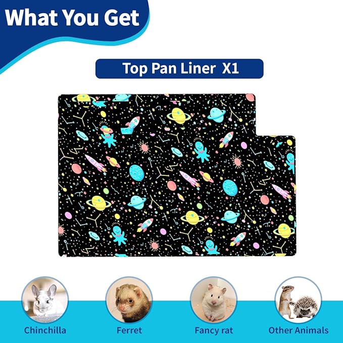 YKD Ferret Cage Liners for Ferret Nation & Critter Nation Cages, Waterproof Chinchilla Cage Accessories, Washable Bedding, for Ferrets, Chinchillas, Rats (Black, Top Pan Liner)