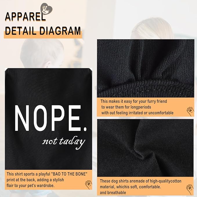 Discover Cozy Cotton Canine Wear: Soft, Lightweight, and Breathable Dog Shirt Vest with Eye-Catching Graphics(Nope not Today), Keeping Your Furry Friend Warm and Comfy! Black 3XL