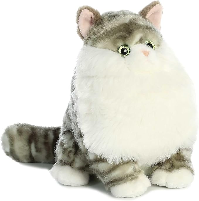 Aurora® Charming Fat Cats™ Dumpling Tabby™ Stuffed Animal - Cuddly Companions - Aesthetic Appeal - Gray 9 Inches