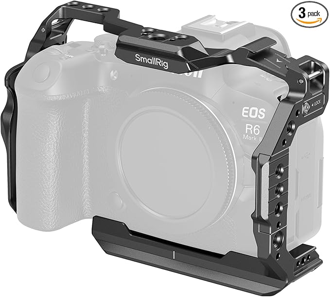SmallRig R6 Mark II Camera Cage for Canon, Formfitting Video Making Camera Rig for Canon R6 Mark II, Built-in Dual NATO Rails, Quick Release Plate for Arca, Horizontal and Vertical Shooting